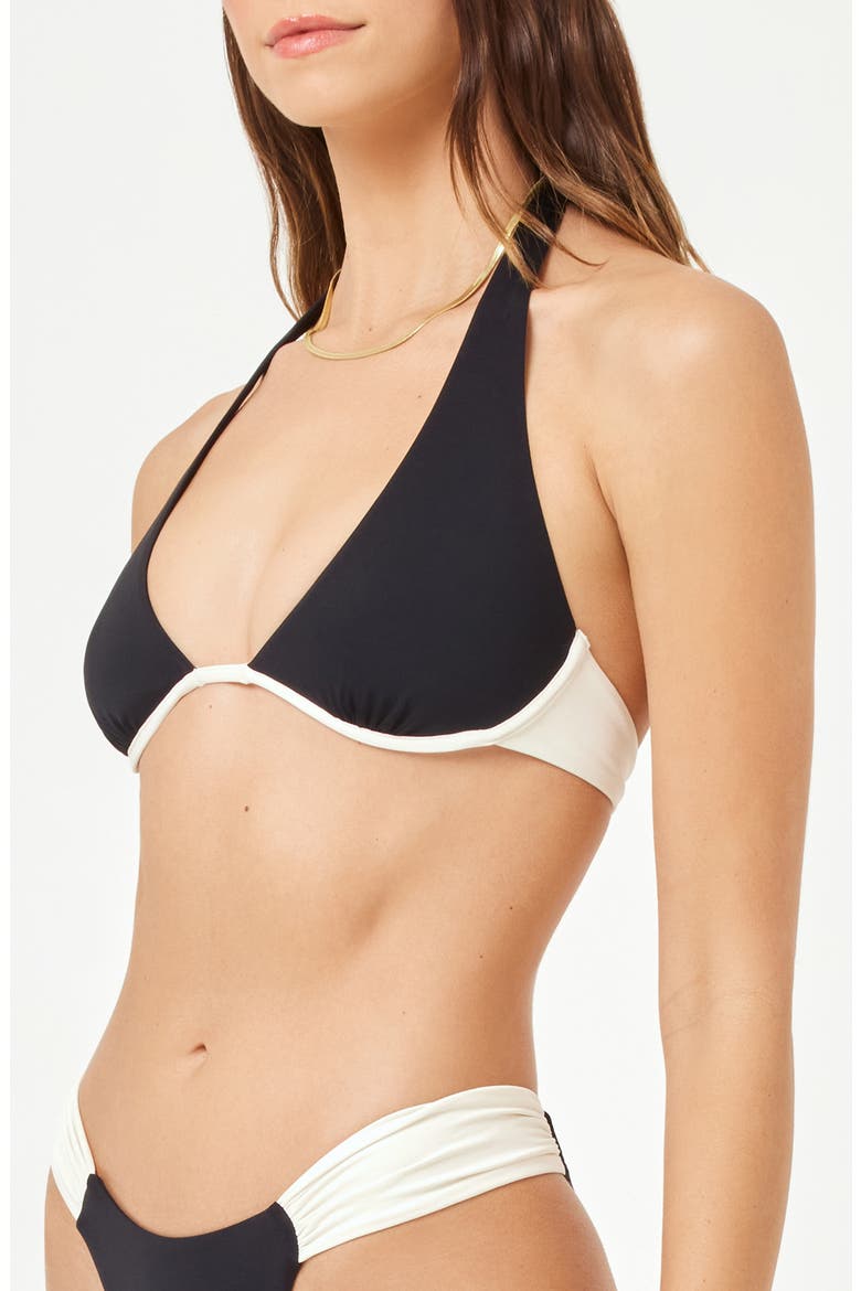 Isa Underwire Bikini Top, Alternate, color, BLACK/ CREAM