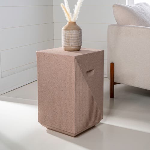 Jonathan Y Adrian 20.75" Contemporary Minimalist Square Indoor/outdoor Accent Table In Pink Terrazzo