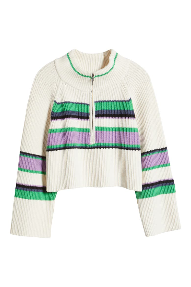 Greta Stripe Half Zip Sweater, Alternate, color, SUGAR SWIRL COMBO