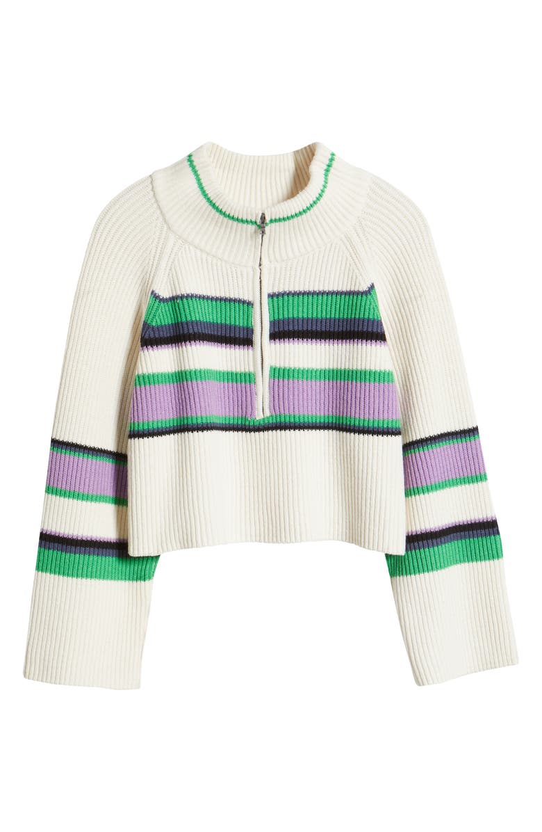 Free People Greta Stripe Half Zip Sweater, Alternate, color, Sugar Swirl Combo