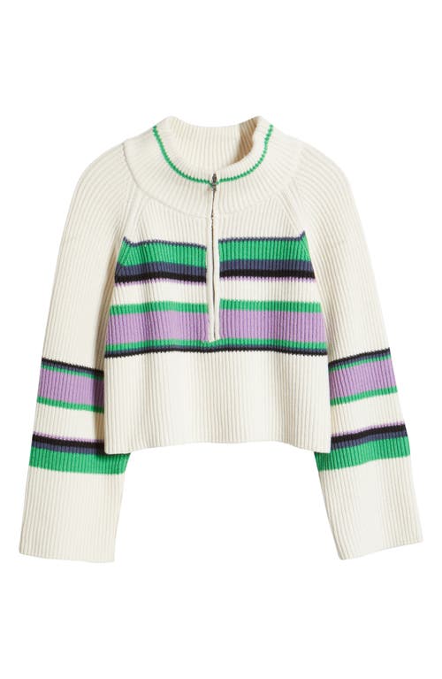 Shop Free People Greta Stripe Half Zip Sweater In Sugar Swirl Combo