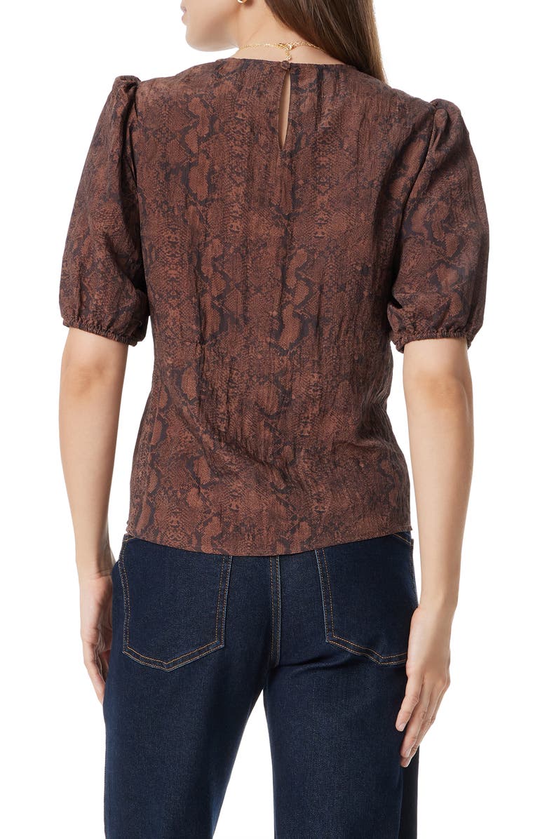 Sam Edelman Dakota Print Shirred Puff Sleeve Top, Alternate, color, Chicory Coffee Snake Charm