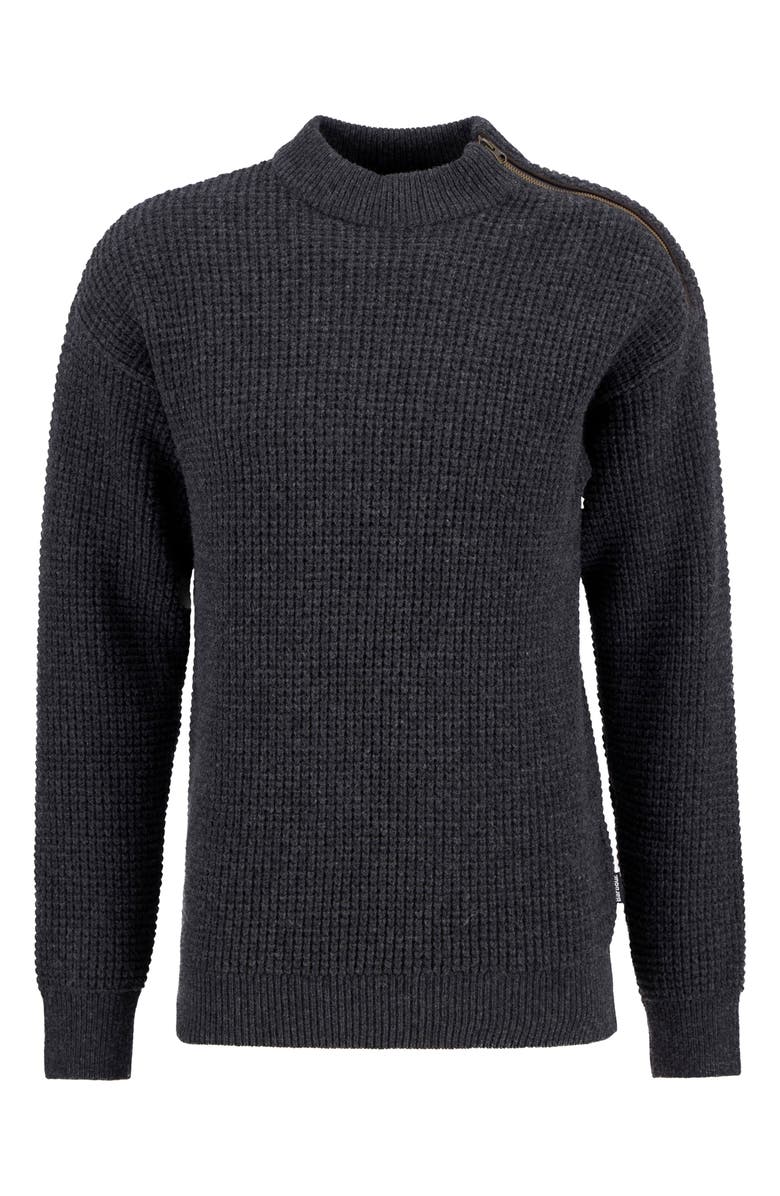 Barbour Gearstone Zip Shoulder Wool Sweater, Alternate, color, Charcoal Marl