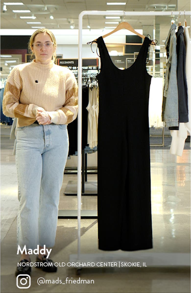 Tie Shoulder Wide Leg Rib Jumpsuit, sales video thumbnail