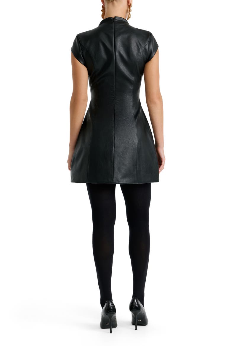 Delphi Faux Leather Minidress, Alternate, color, BLACK