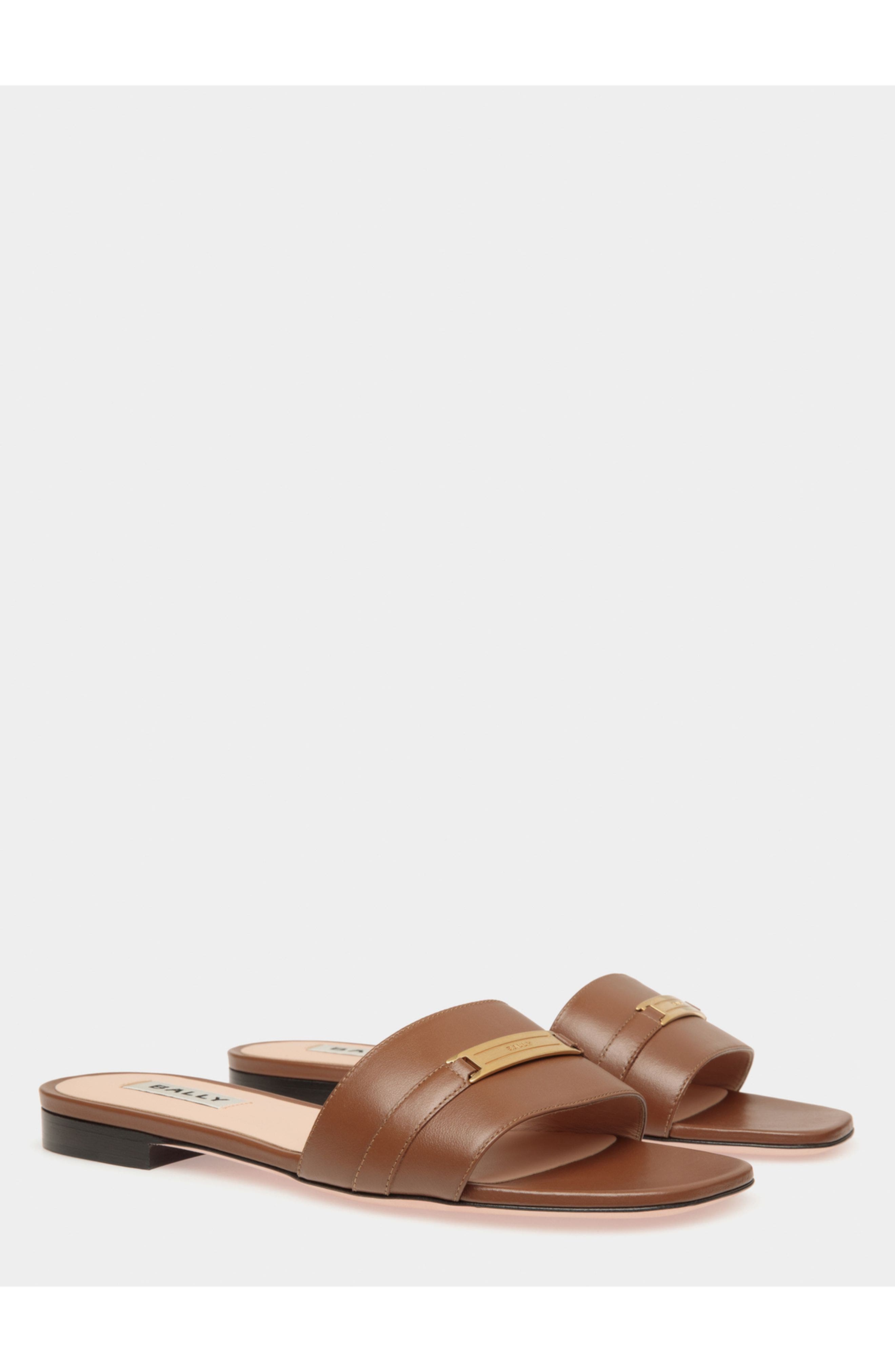 Bally Deco Flat Sandal, Alternate, color, Brown