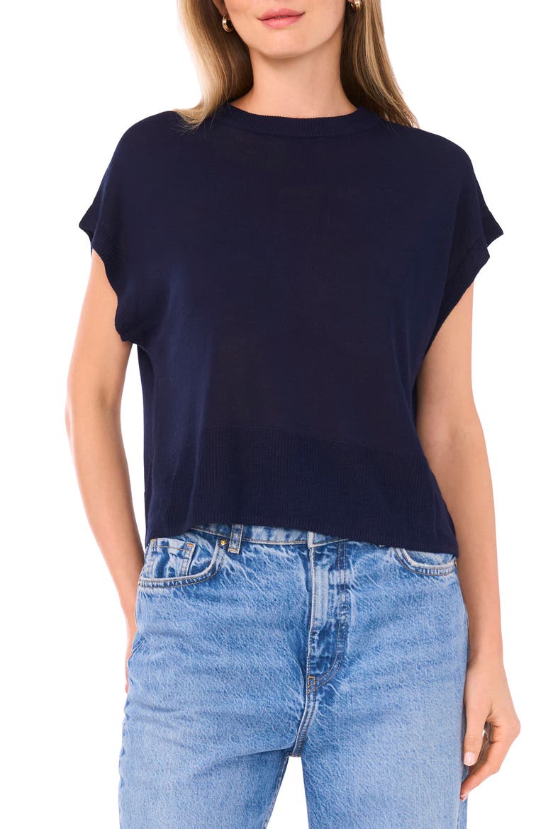 Crewneck Rib Sweater Top, Main, color, CLASSIC NAVY