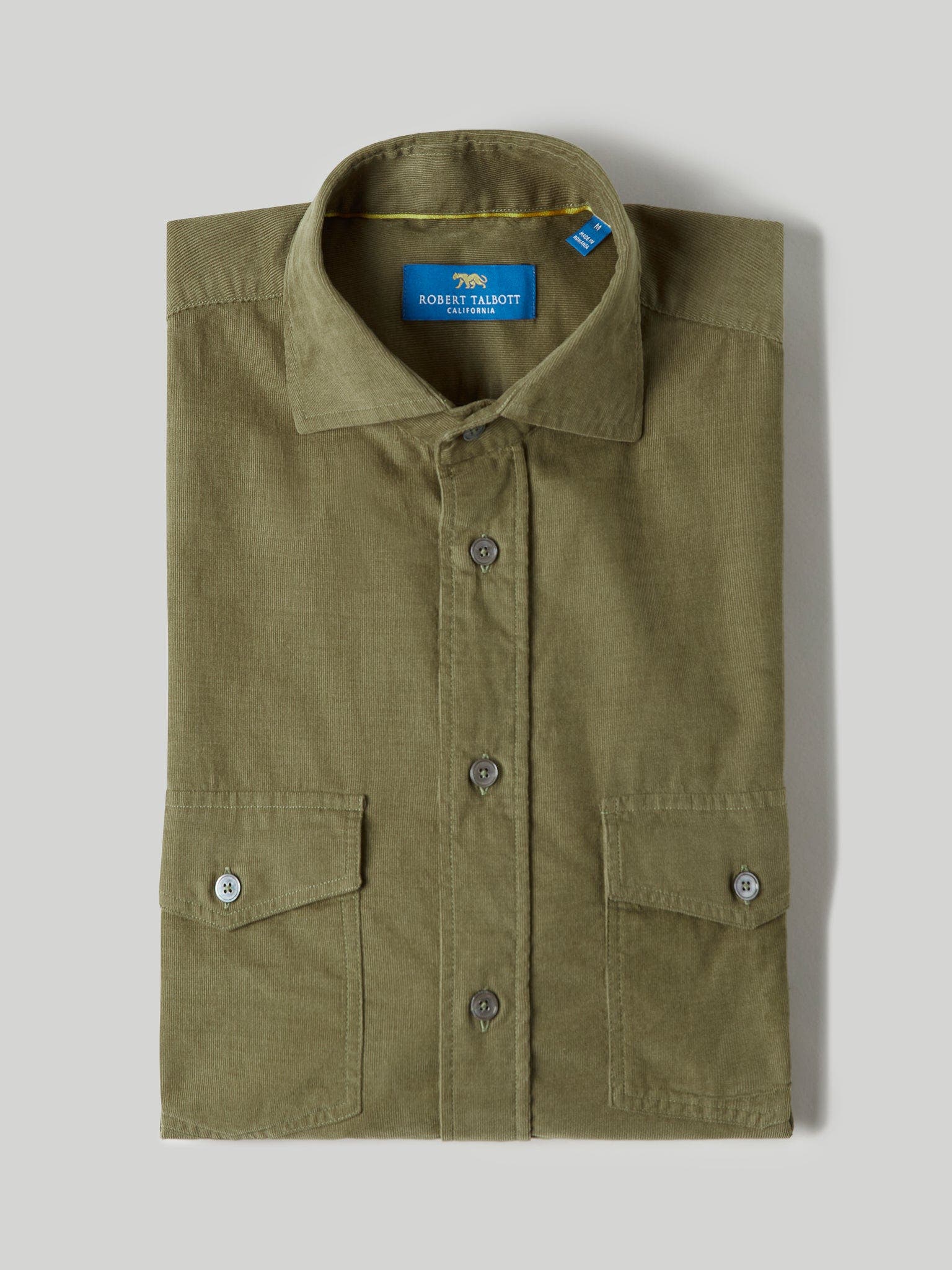 Robert Talbott Butler Pinwale Shirt in Olive 
