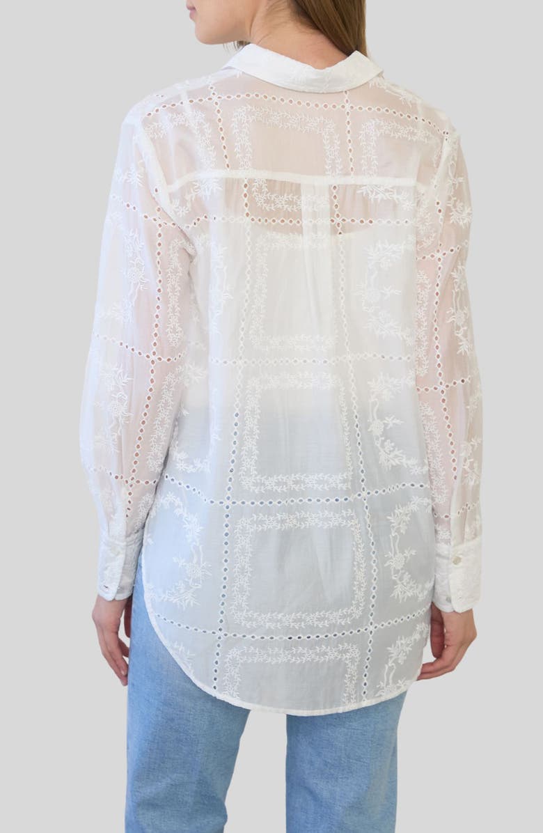 ZOE AND CLAIRE Transparent Embroidered Shirt, Alternate, color, Ivory