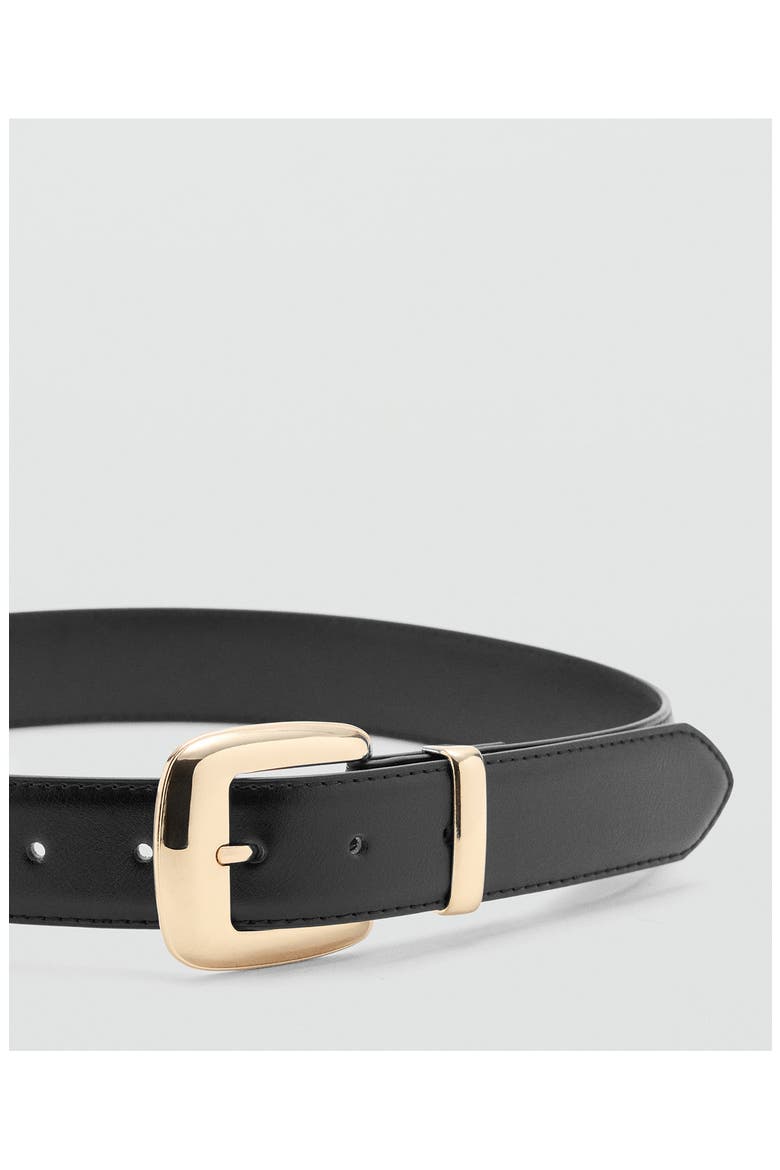 Square Buckle Faux Leather Belt, Main, color, BLACK