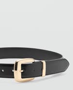 MANGO Square Buckle Faux Leather Belt