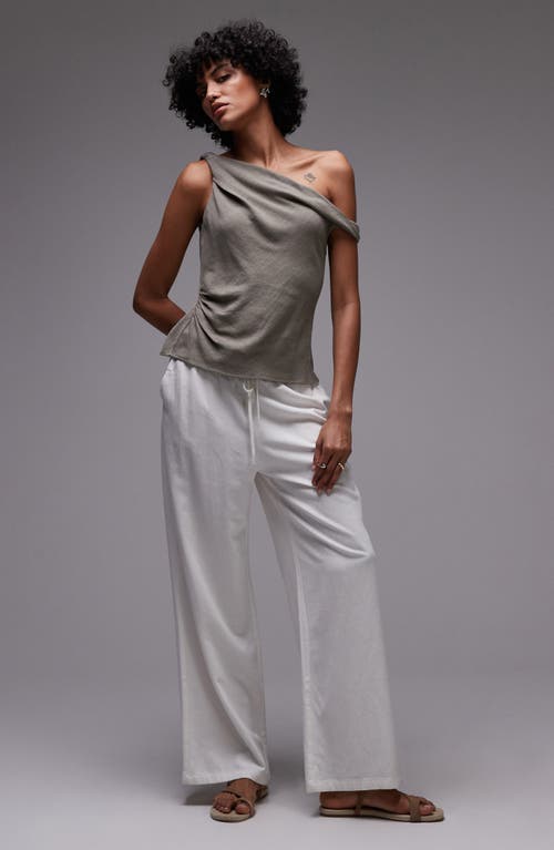 Topshop Twist Off The Shoulder Top In Gray