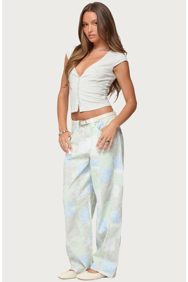 Alza Crop Stretch Cotton Blend Button-Up Shirt, Alternate, color, GRAY-MELANGE