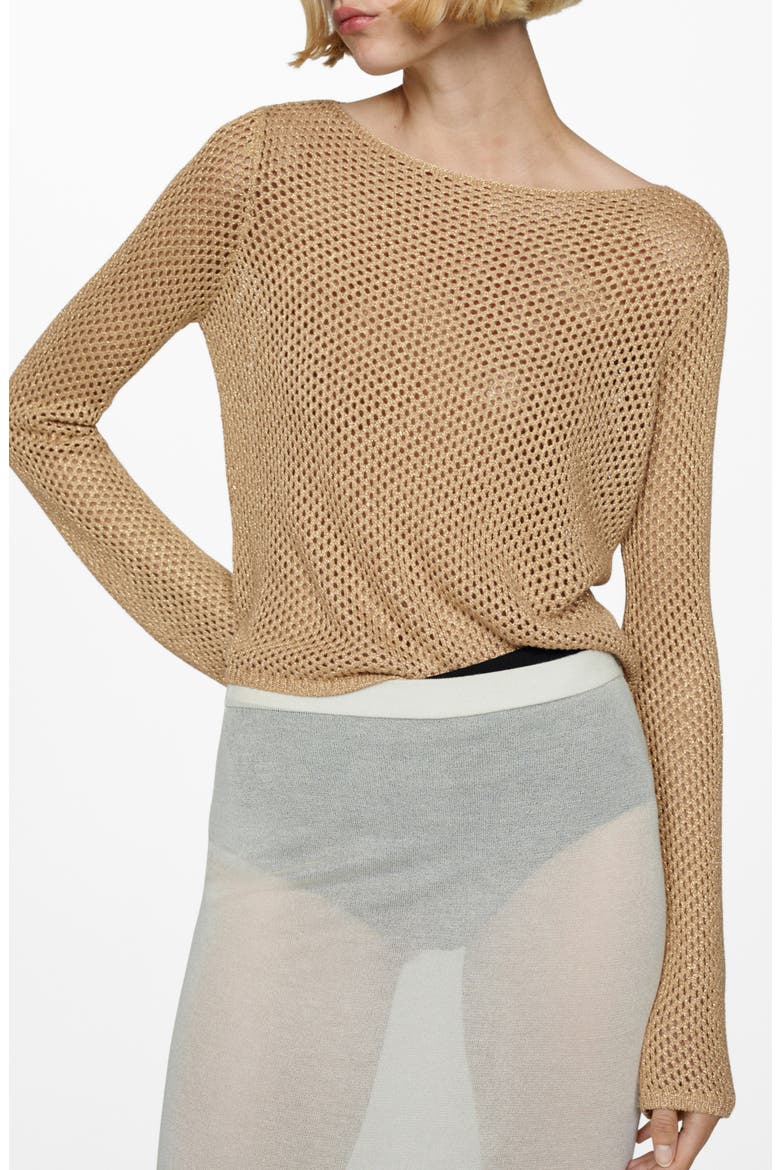 Open Stitch Metallic Sweater, Main, color, GOLD