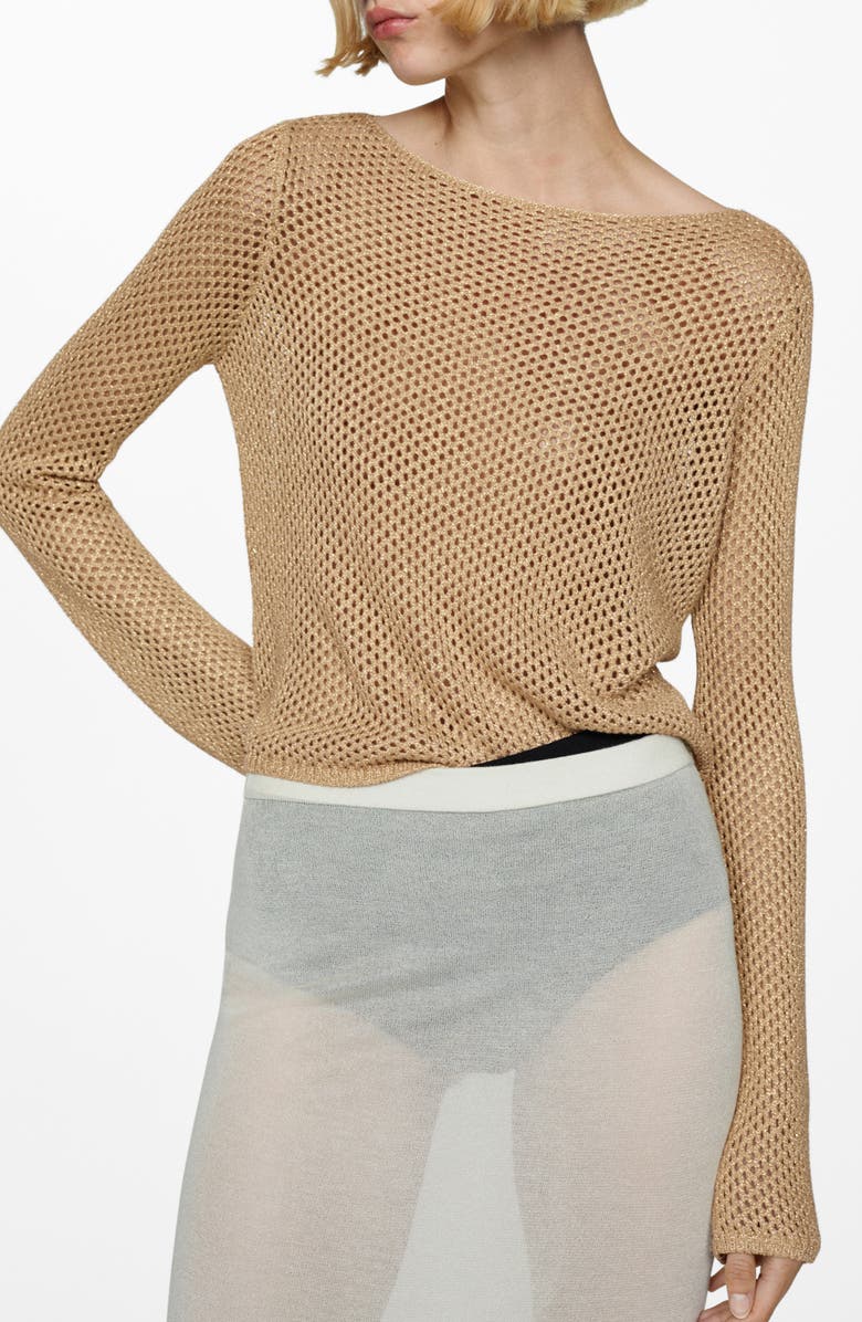 MANGO Open Stitch Metallic Sweater, Main, color, 