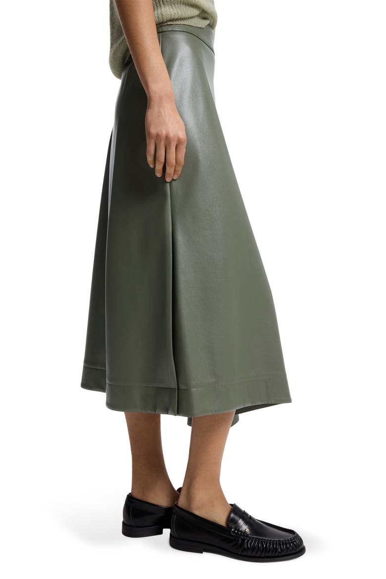 Ventara Faux Leather Midi Skirt, Alternate, color, TEA LEAF