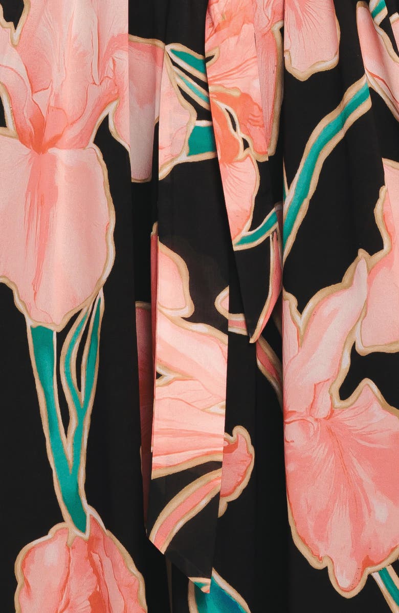 FLYING TOMATO Floral Halter Neck Maxi Dress, Alternate, color, Black Floral