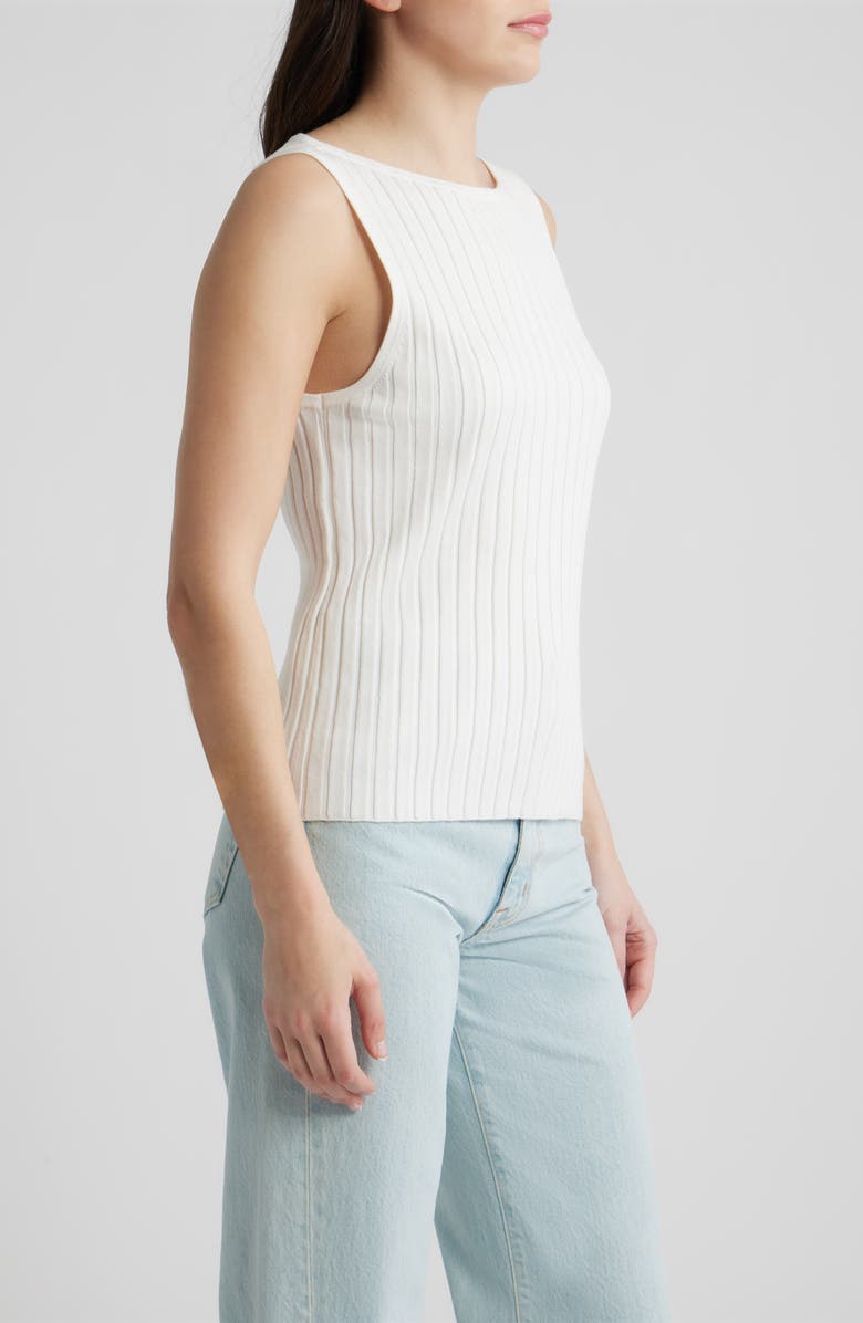 Bernardo Bateau Neck Rib Tank, Alternate, color, Bright White
