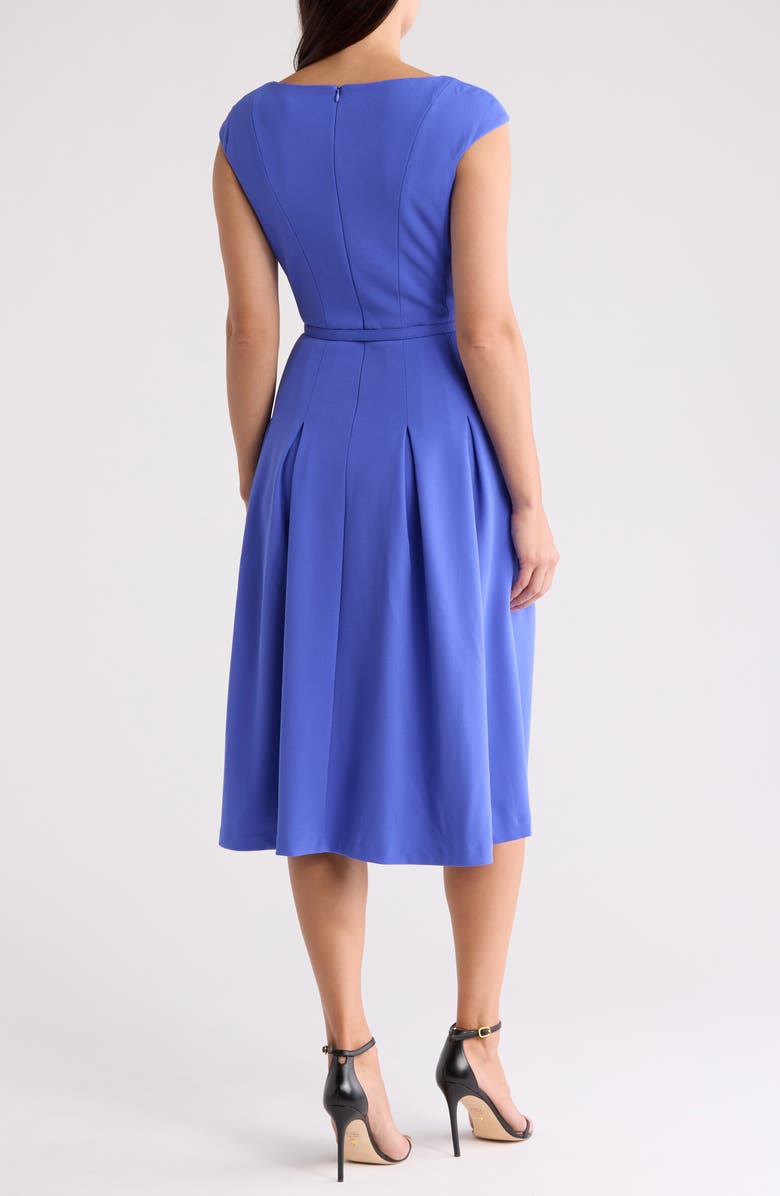 Eliza J Bateau Neck Cap Sleeve Midi Dress, Alternate, color, Periwinkle