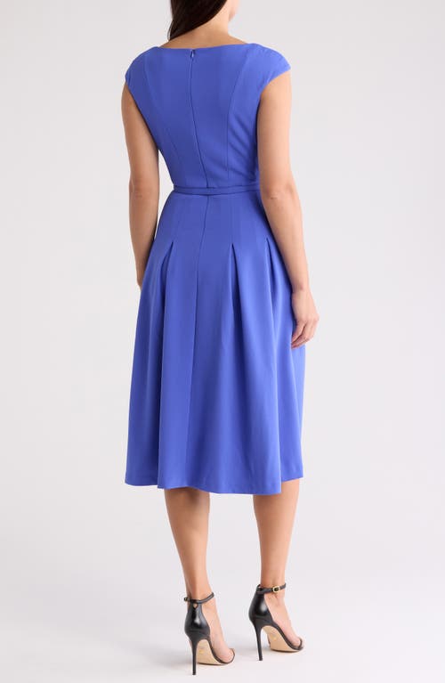 ELIZA J ELIZA J BATEAU NECK CAP SLEEVE MIDI DRESS 