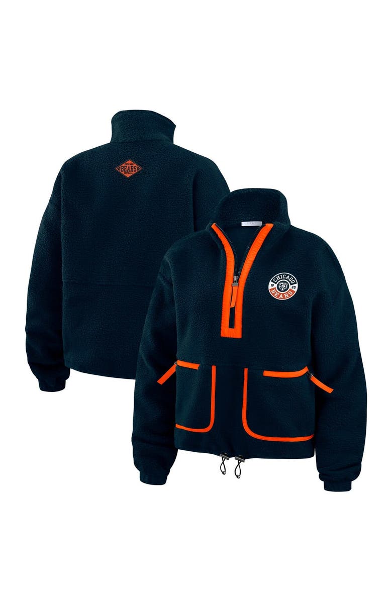 WEAR by Erin Andrews Women's WEAR by Erin Andrews Navy Chicago Bears Polar Fleece Half-Zip Jacket, Main, color, Navy