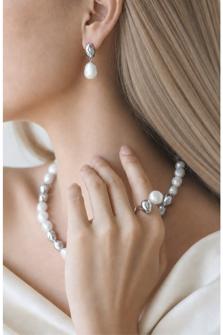 Eden Pearl Necklace, Alternate, color, Silver