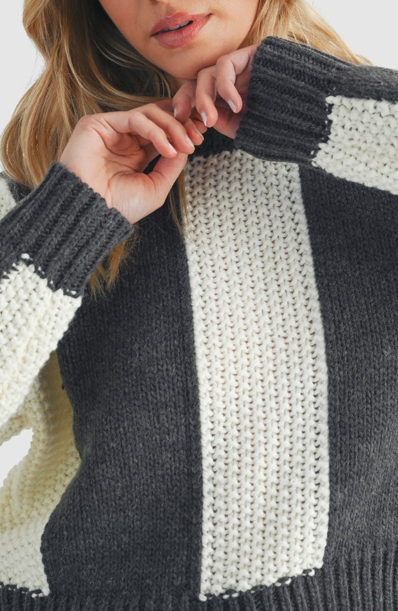 Lush Stripe Crop Sweater, Alternate, color, Ivory Charcoal