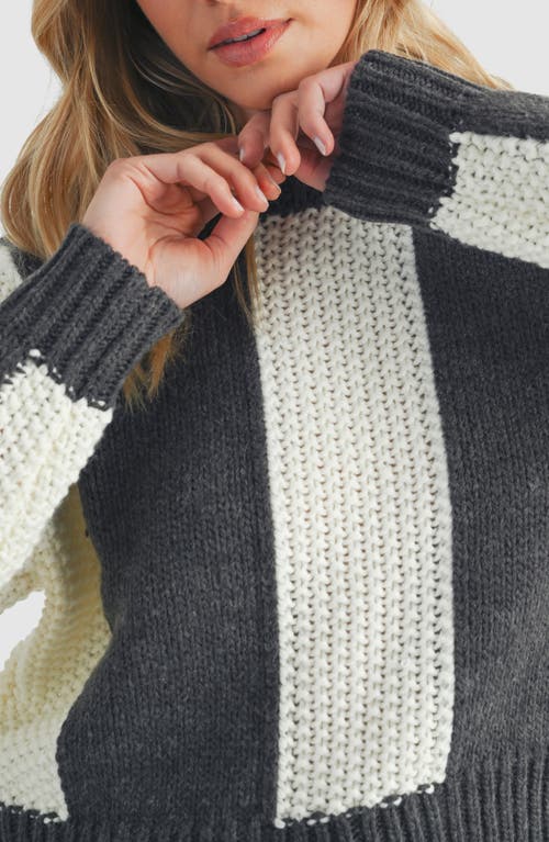 Lush Stripe Crop Sweater In Gray