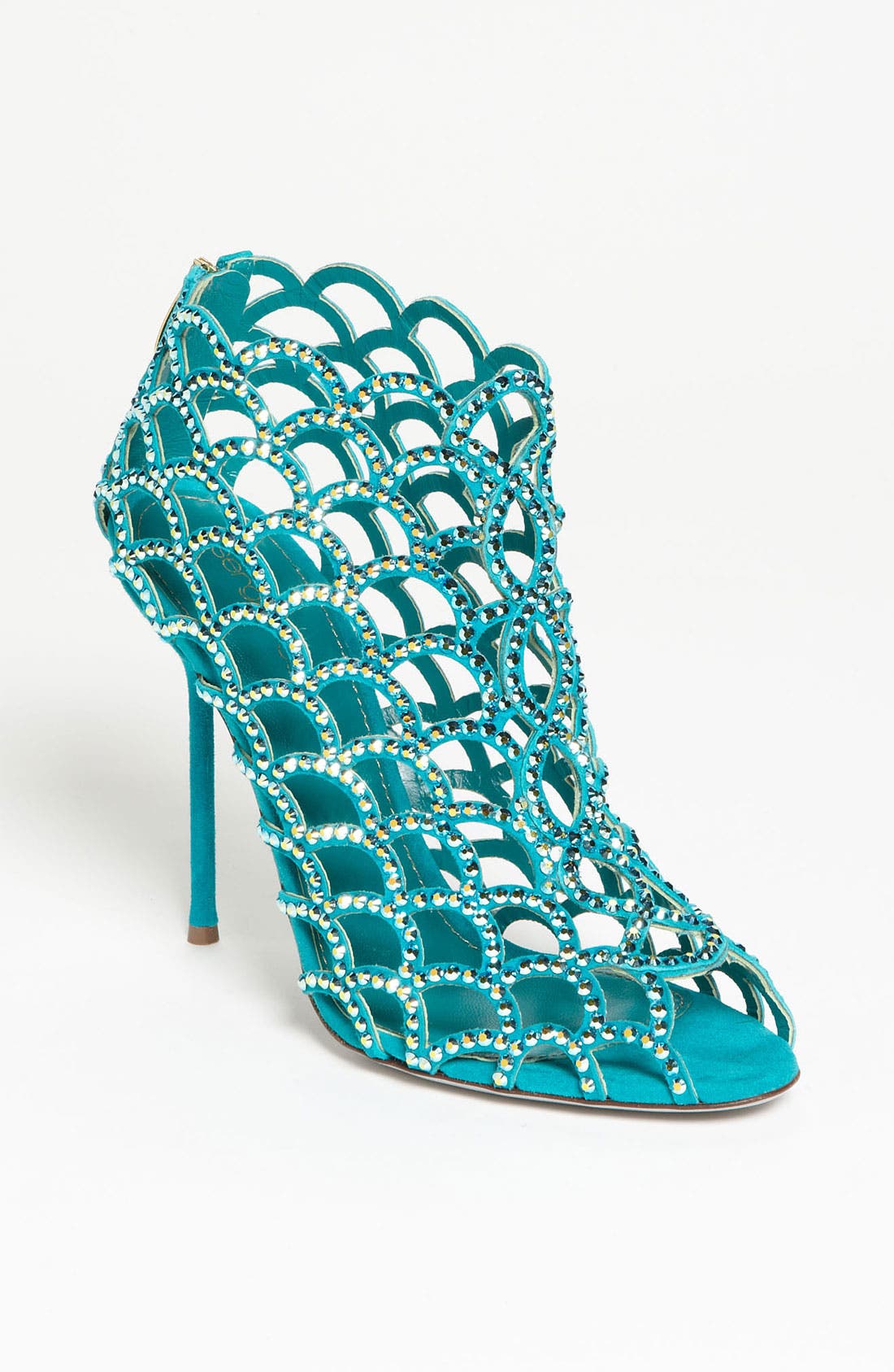 'Mermaid' Caged Sandal, Main, color, TURQUOISE