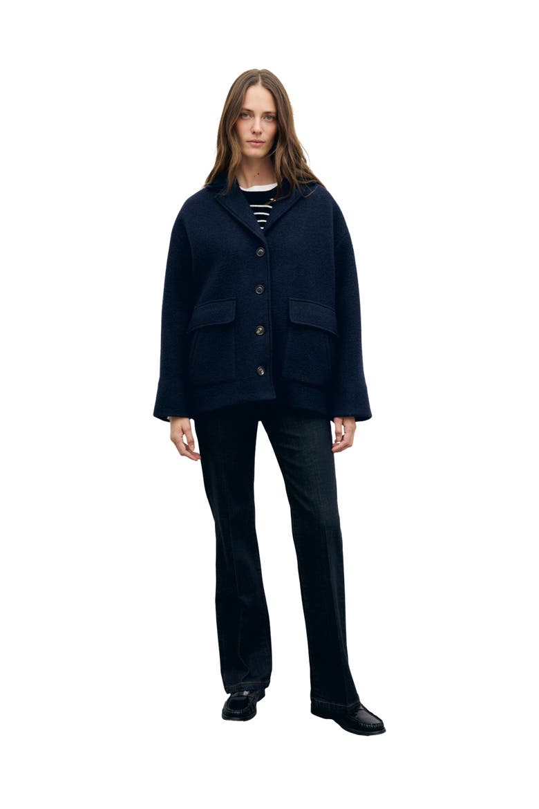 Oversized Luxe Texture Coat, Alternate, color, Navy Blue