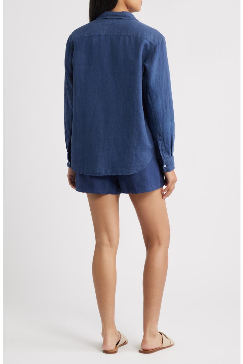 Getaway Linen Button-Up Shirt & Shorts Set, Alternate, color, NAVY