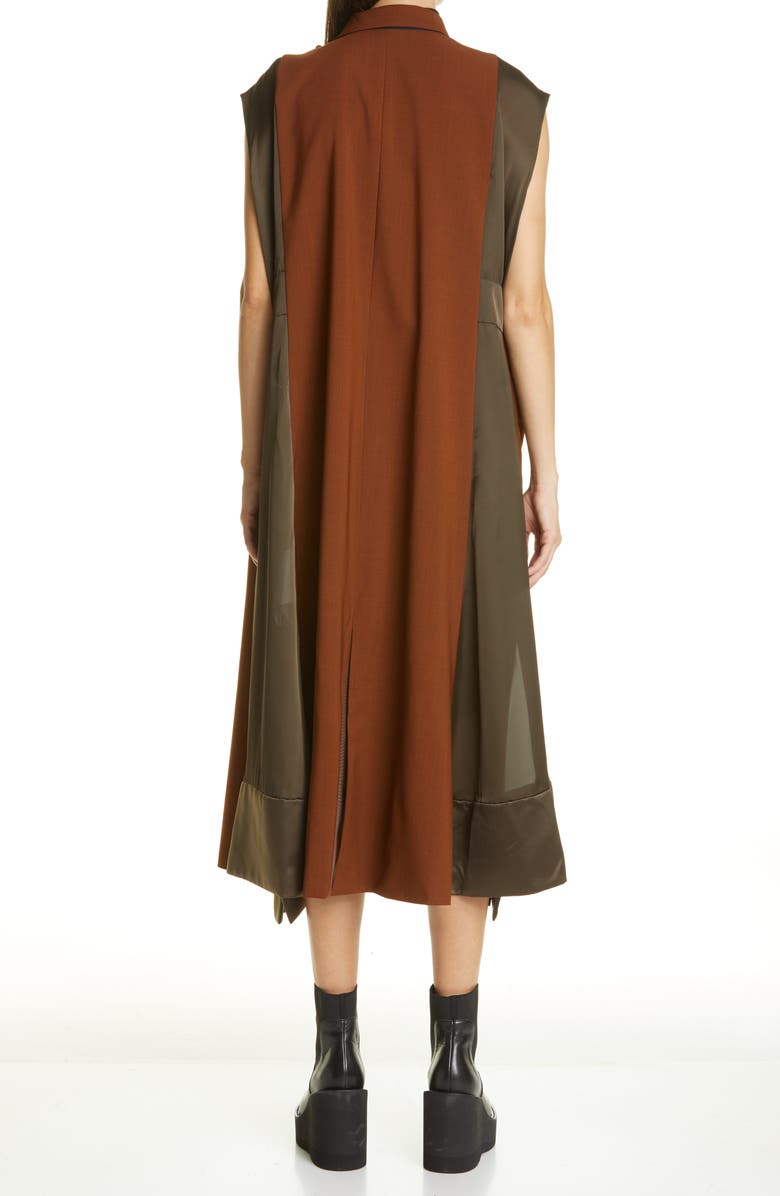 Sacai Mixed Media Midi Dress, Alternate, color,