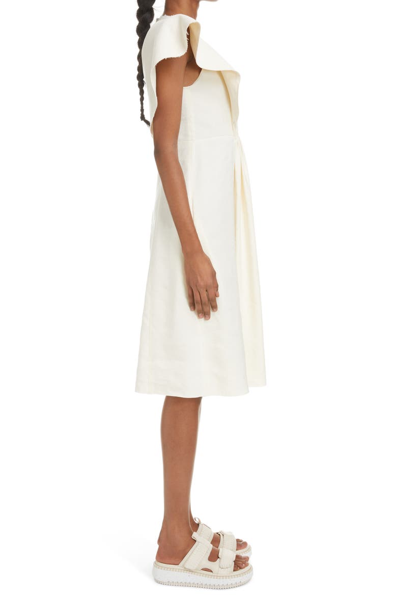 Smocked Wing Sleeve Linen & Silk A-Line Dress, Alternate, color, SEEDPEARL BEIGE