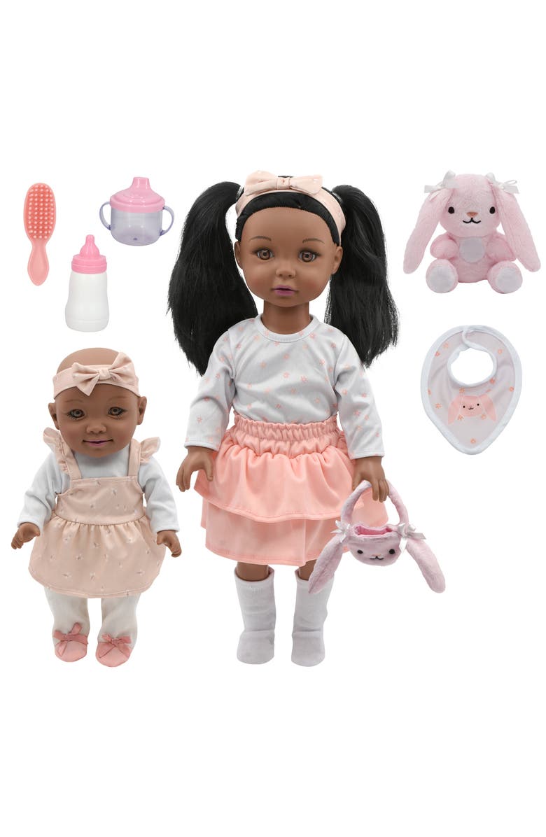 Little Darlings 18"/12" Sweet Sisters Dolls Aa Bunny Set, Main, color, 
