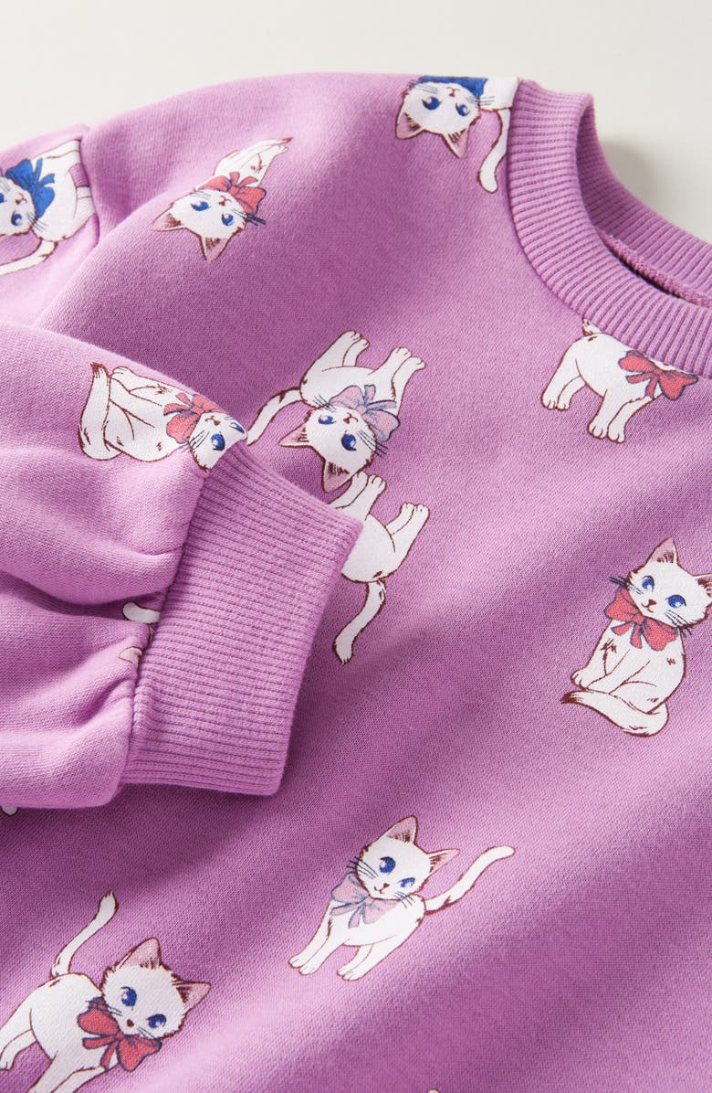 Tucker + Tate Kids' Bubble Sleeve Sweatshirt, Alternate, color, Purple Iris Bow Kittens