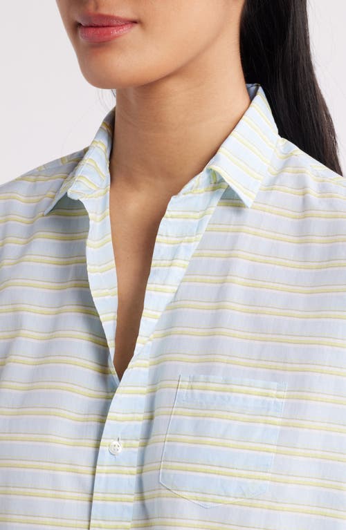 Frank & Eileen Eileen Relaxed Button-up Shirt In Blue Chartreuse Multi Stripe