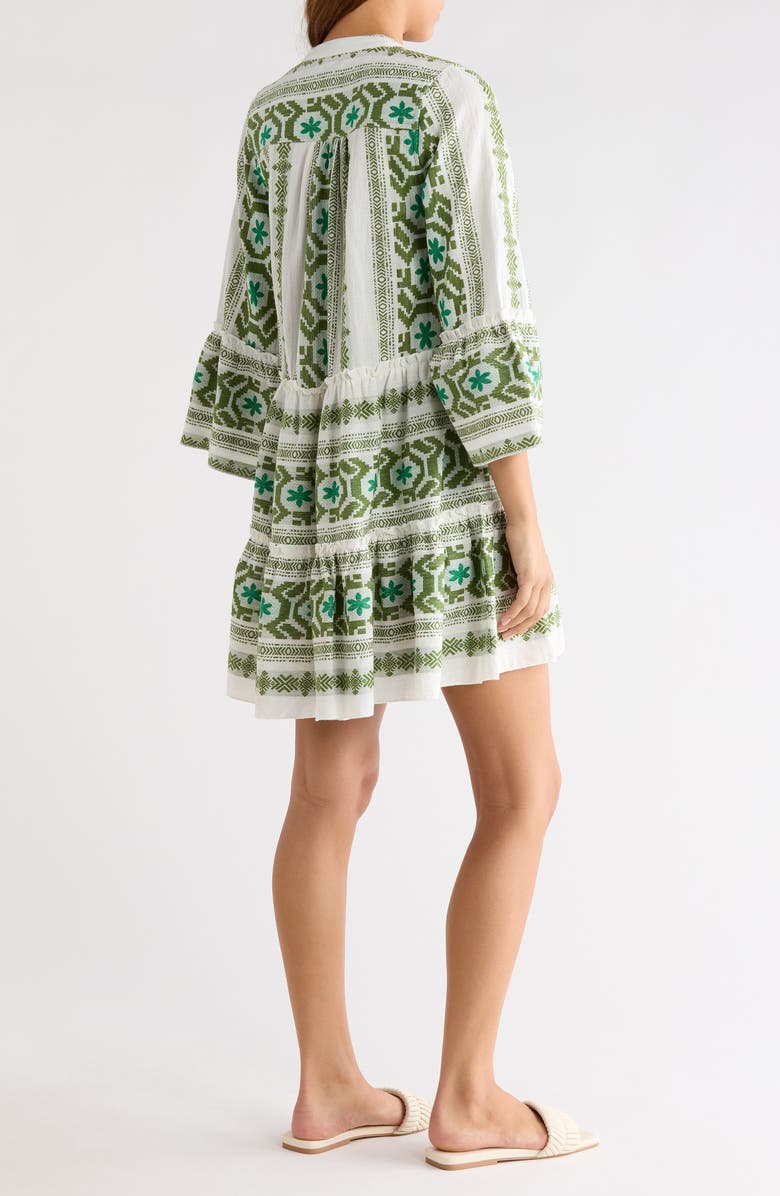 Elan Embroidered Cover-Up Dress, Alternate, color, White Green