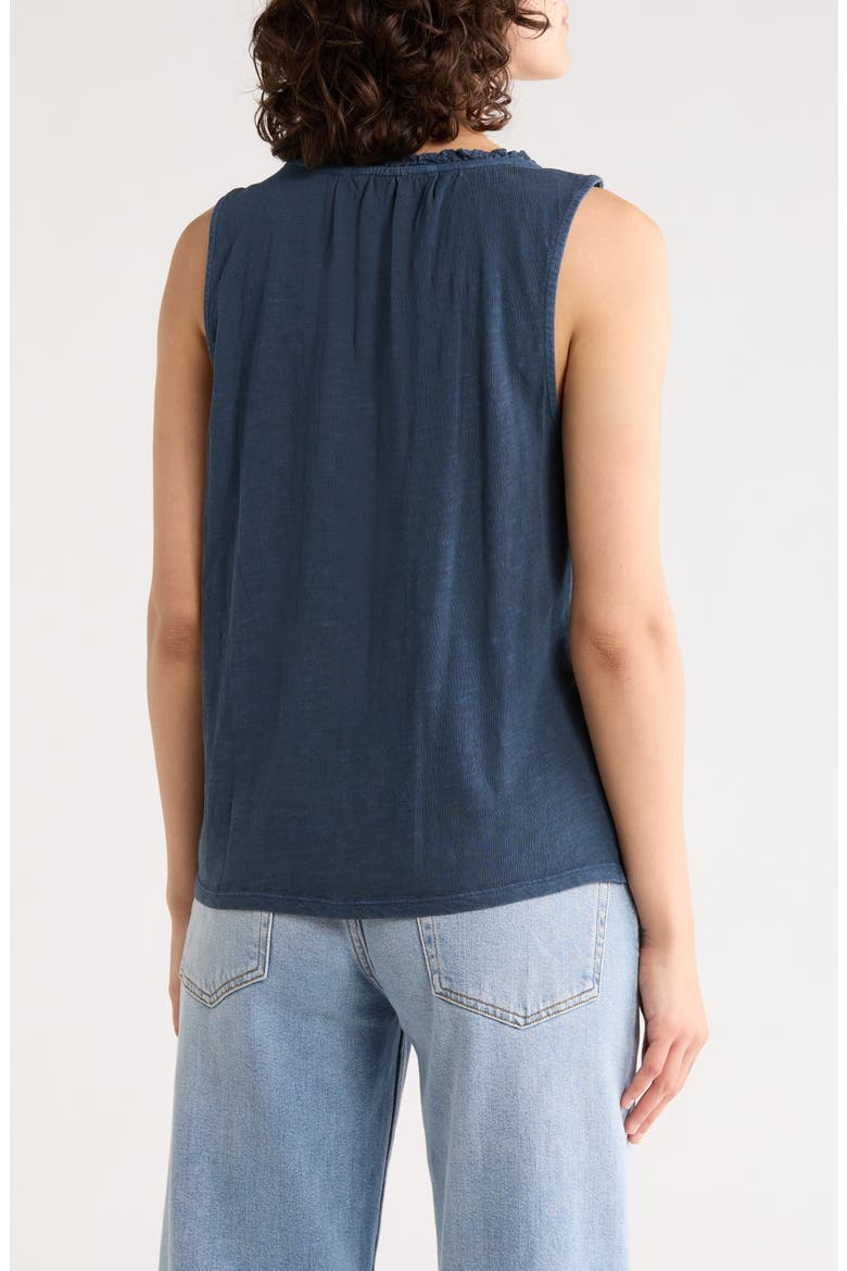 Lace Trim Button Front Cotton Tank, Alternate, color, VINTAGE INDIGO