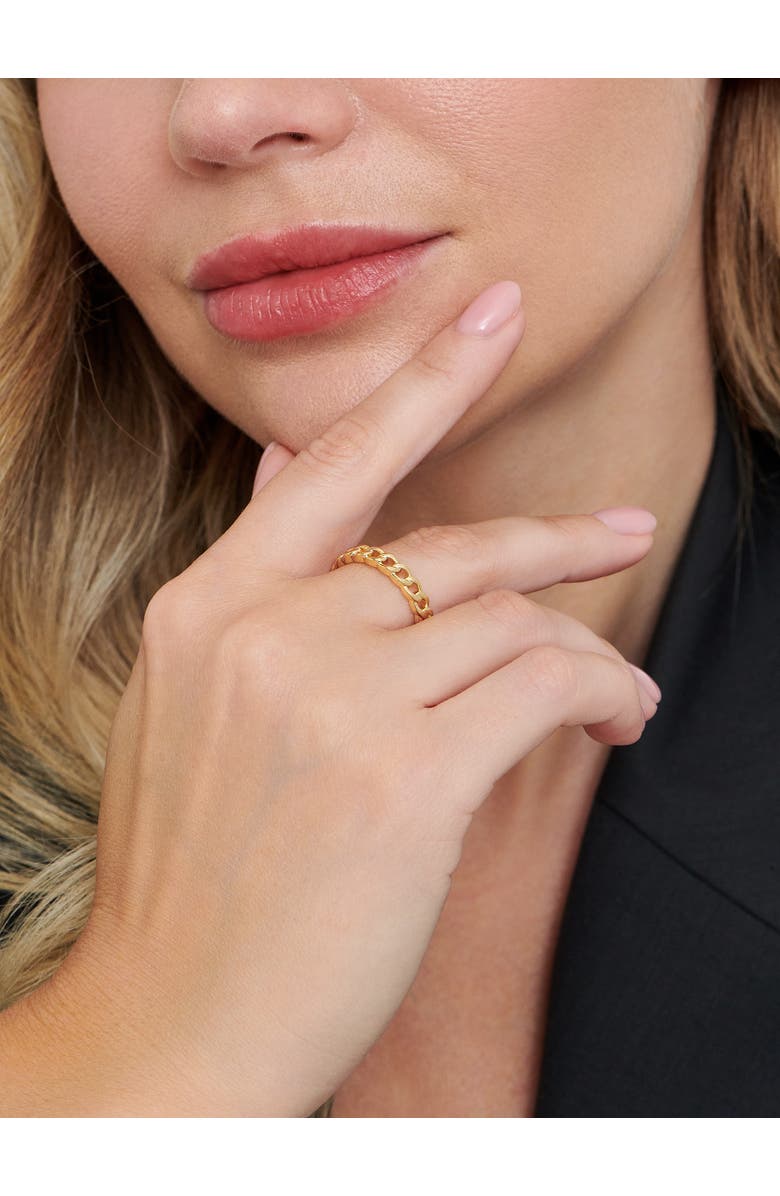 DEVATA Curb Link Ring in Gold Plated Sterling Silver, Alternate, color, Yellow Gold