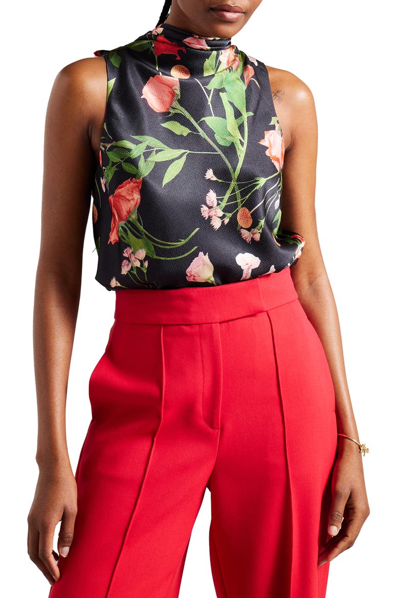 Raeven Floral Sleeveless Top, Main, color, BLACK
