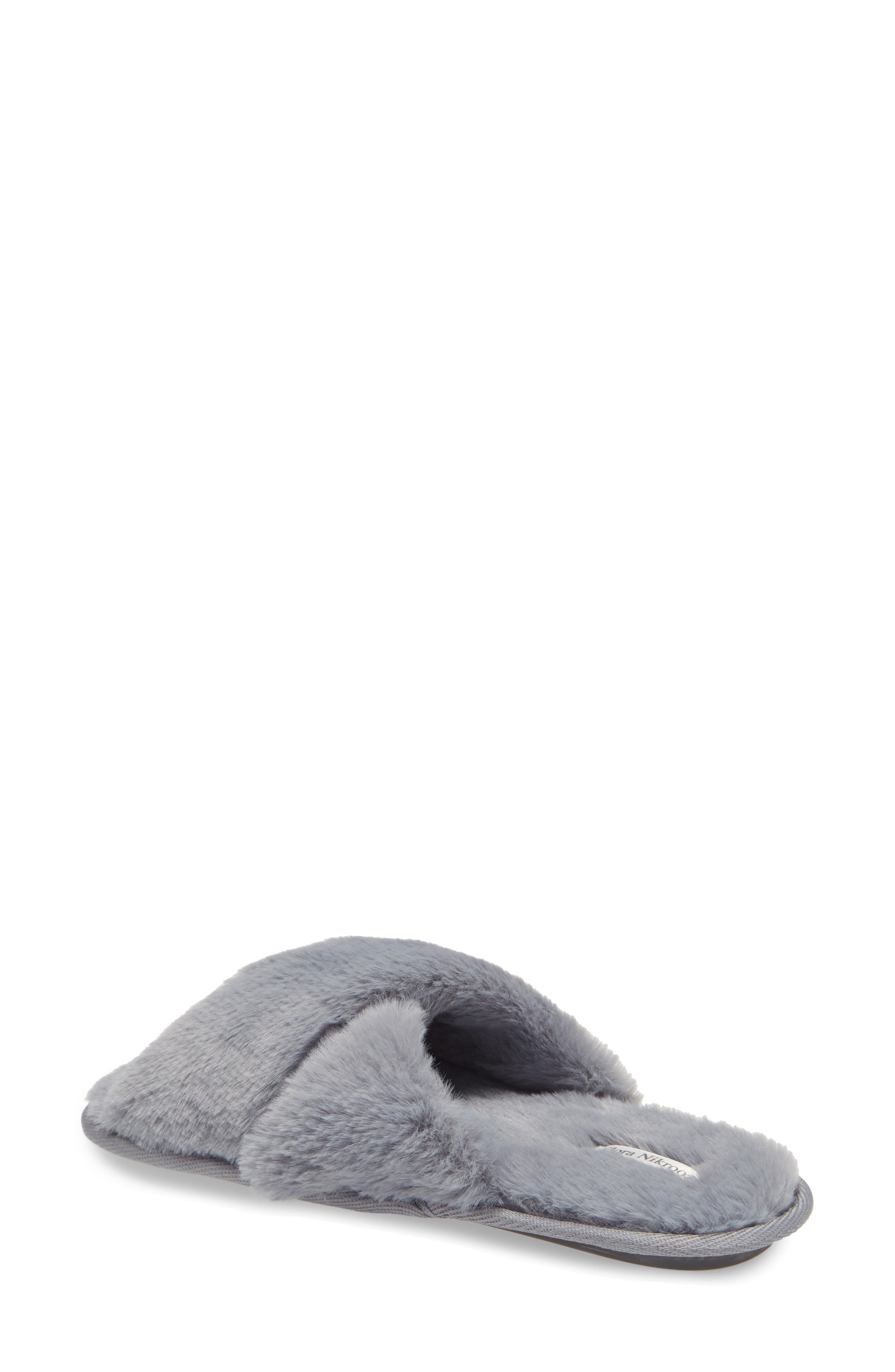 Victoria Faux Fur Slipper, Alternate, color, STORM