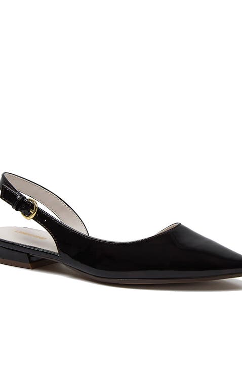 Leather Slingback Low Heels