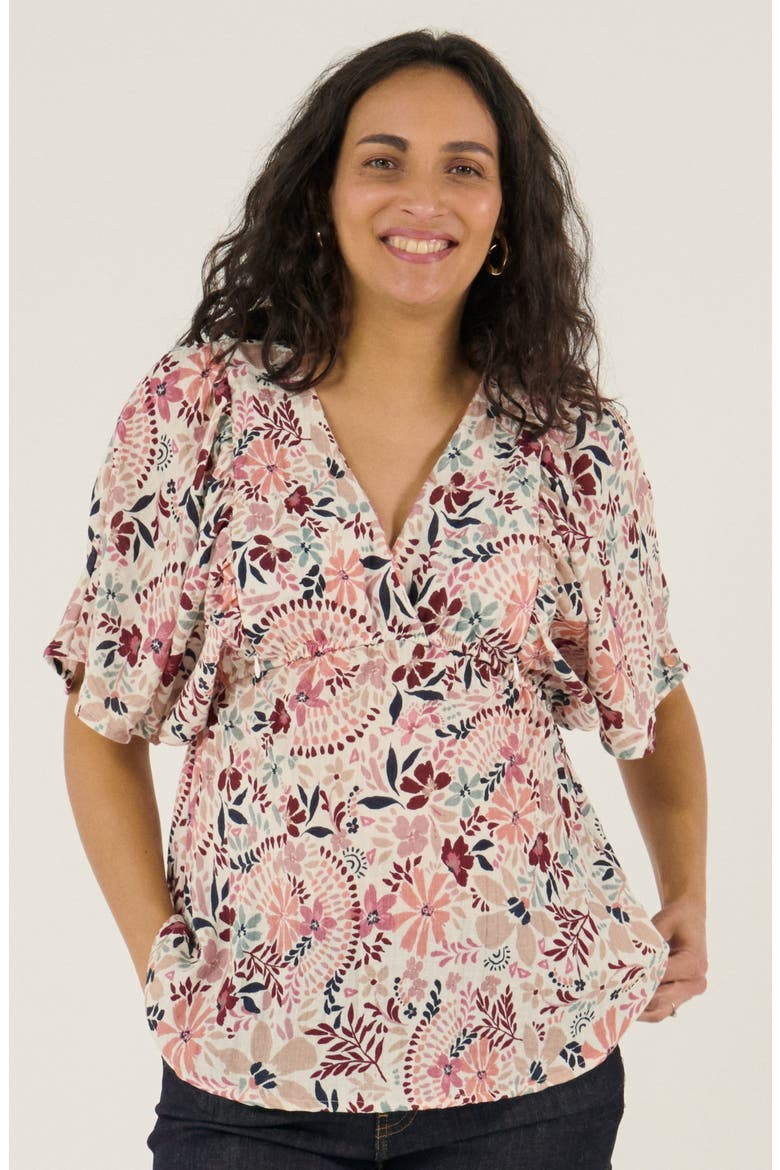 Maternity and Nursing Butterfly Sleeve Blouse Bella, Main, color, Multicolor