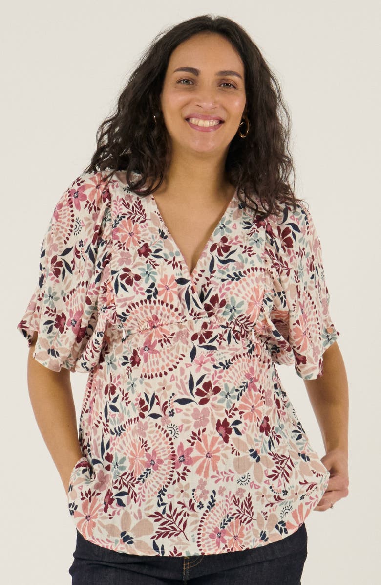 Cache Coeur Maternity and Nursing Butterfly Sleeve Blouse Bella, Main, color, Multicolor