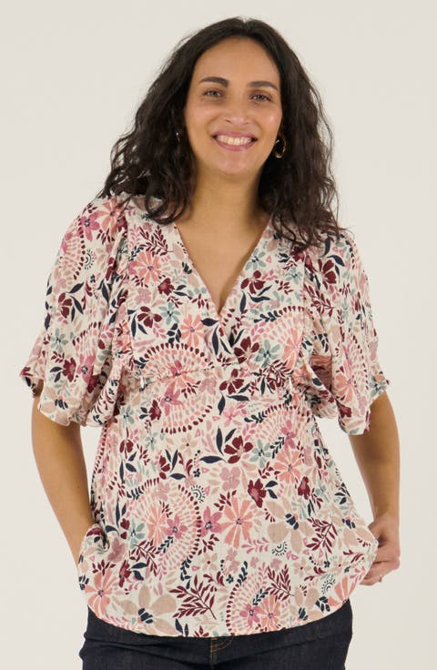 Maternity and Nursing Butterfly Sleeve Blouse Bella