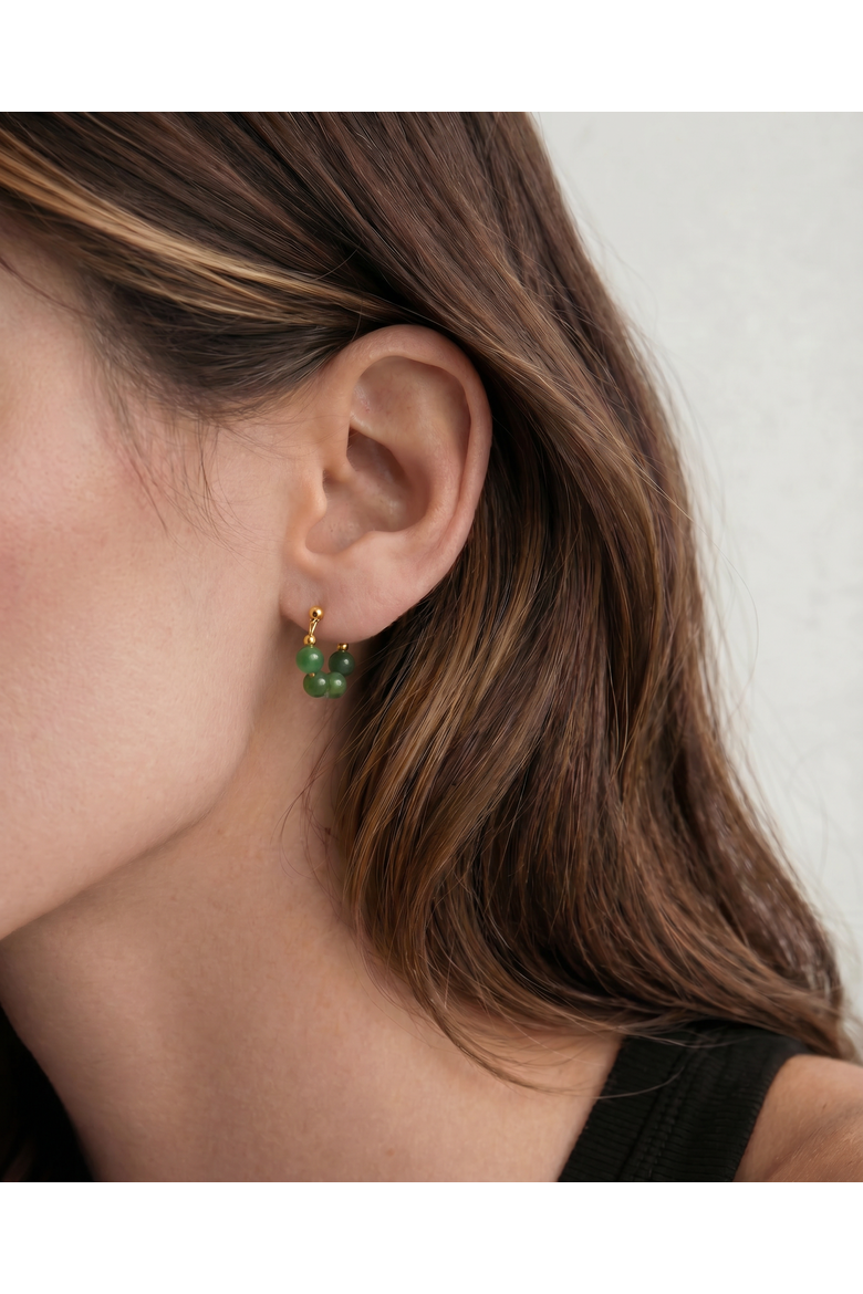 Fay Beaded Jade Hoop Earrings, Alternate, color, Green