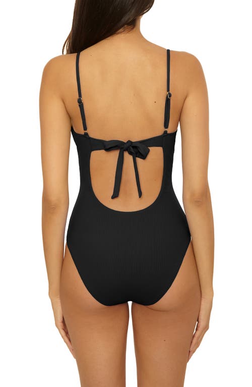 Becca Modern Edge Beaded Cutout Rib One-piece Swimsuit In Black