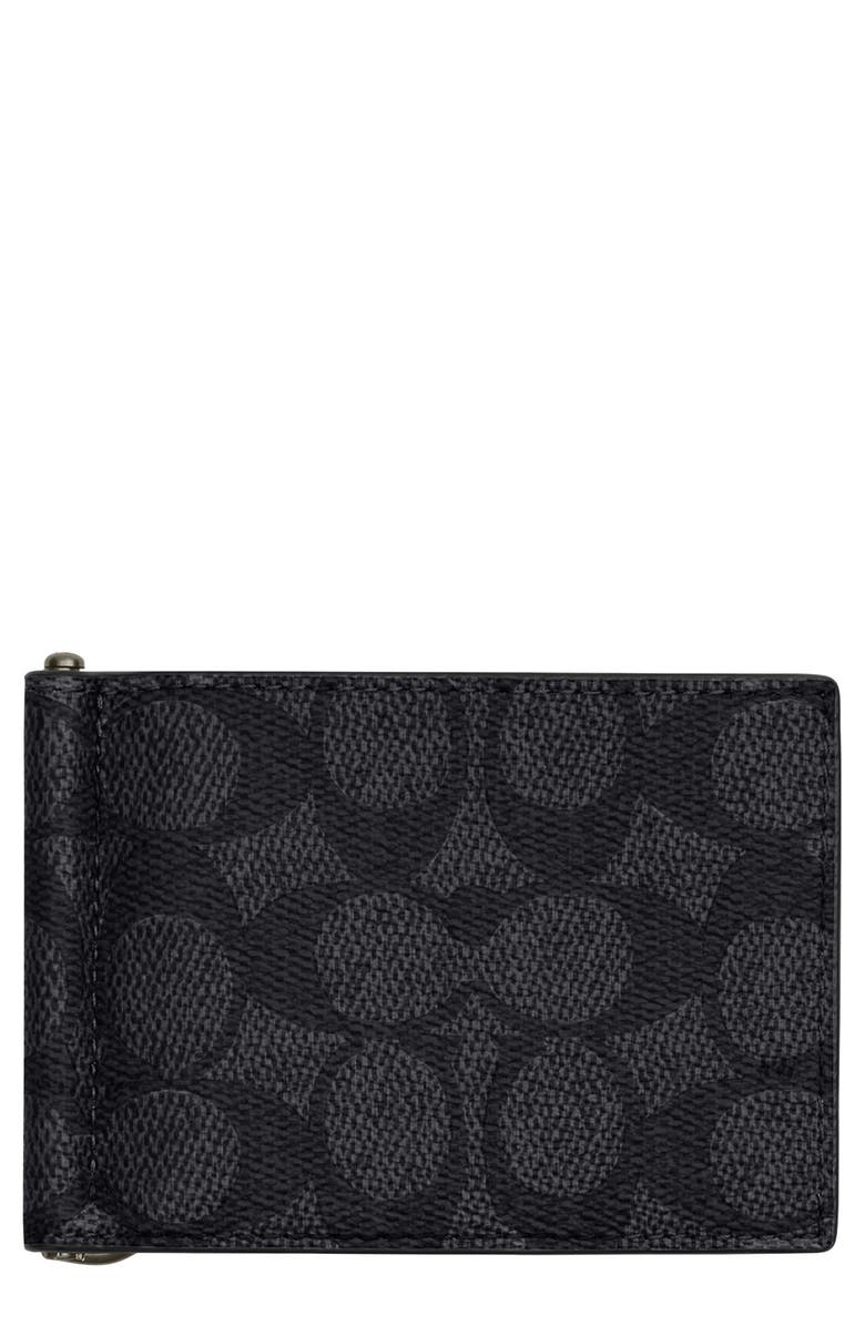 COACH Slim Money Clip, Main, color, Charcoal/ Black