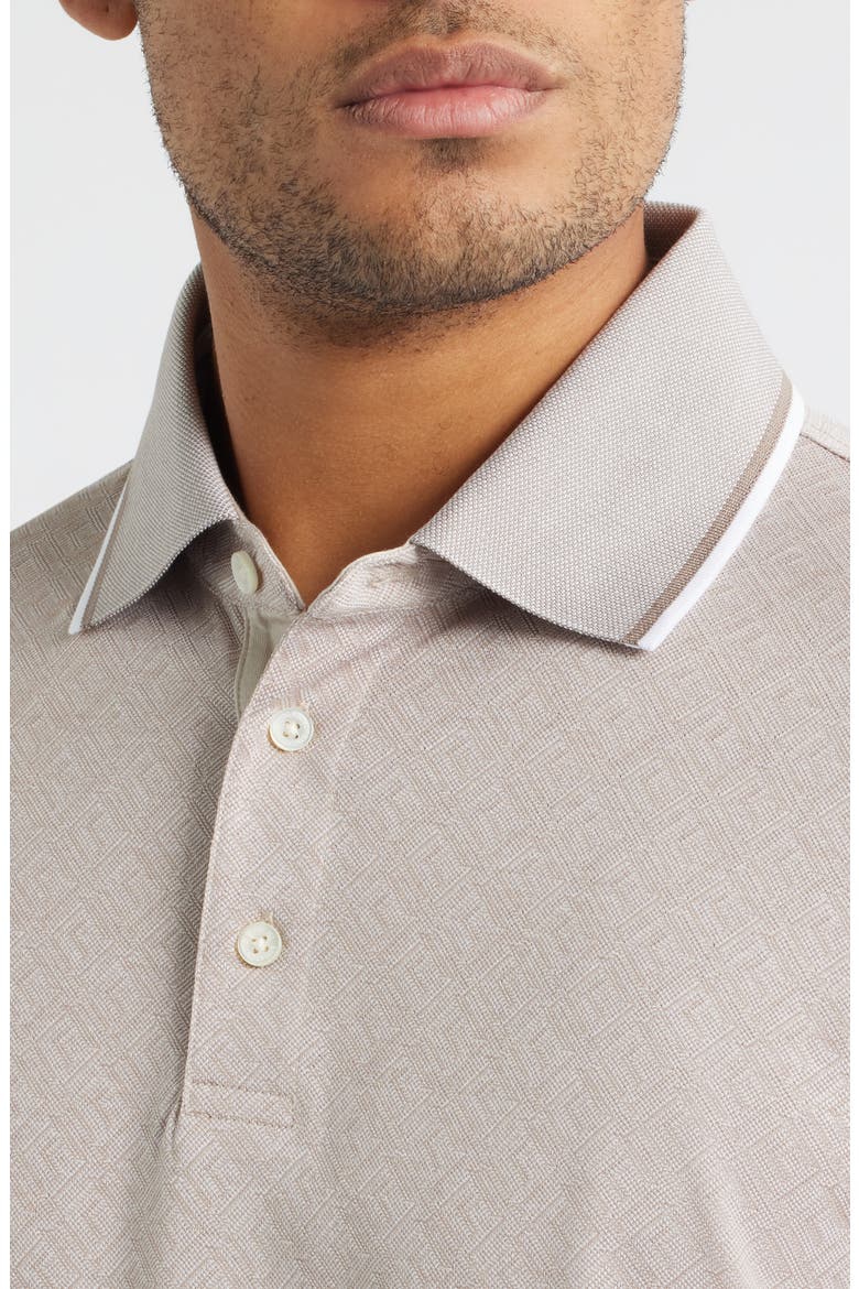 Diamond Piqué Cotton Polo, Alternate, color, COBBLESTONE