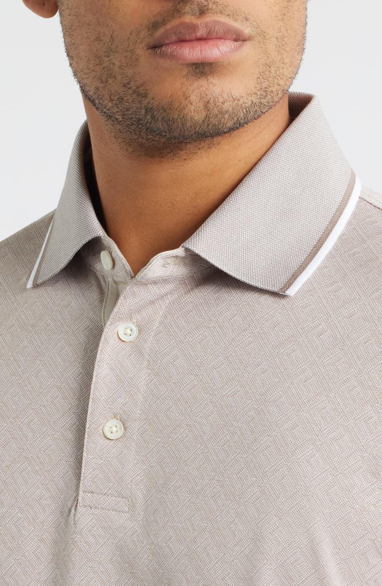 Bugatchi Diamond Piqué Cotton Polo, Alternate, color, Cobblestone